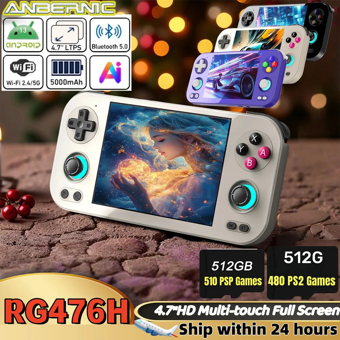 ANBERNIC RG 476H Video Player Console Retro Handheld Game 4.7-inch LTPS In-Cell Bluetooth 8G+128G Android 13 512G