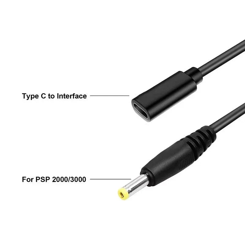 USB Type C Adapter for PSP1000 PSP2000 and PSP3000 Game Consoles (Non-PD) with LED Indicator Light